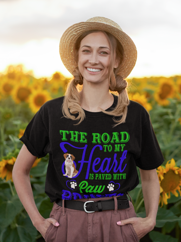 Image of The Road to My Heart Is Paved With Paw Prints - Cotton T-Shirt