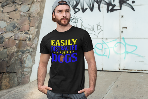 Image of Easily Distracted by Dogs - Cotton T-Shirt