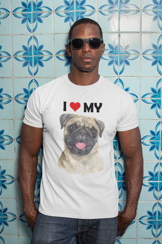 Image of I Love My Pug - Cotton T-Shirt