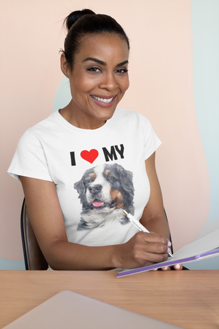 Image of I Love My Bernese Mountain Dog - Women's Cotton T-Shirt