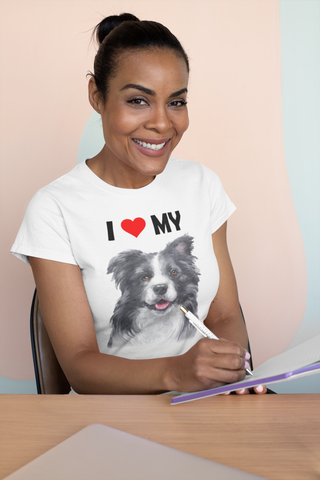 Image of I Love My Border Collie - Women's Cotton T-Shirt