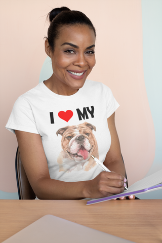 Image of I Love My Bulldog - Women's Cotton T-Shirt