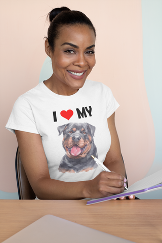 Image of I Love My Rottweiler - Women's Cotton T-Shirt