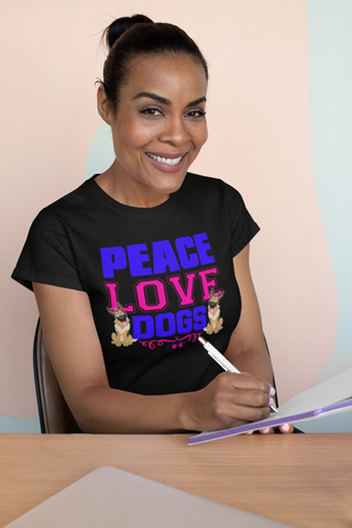 Image of Peace Love Dogs - Women's Cotton T-Shirt