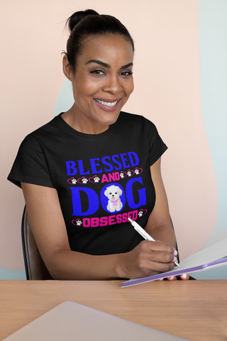 Image of Blessed and Dog Obsessed - Women's Cotton T-Shirt