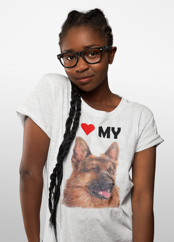 Image of I Love My German Shepherd - Cotton T-Shirt