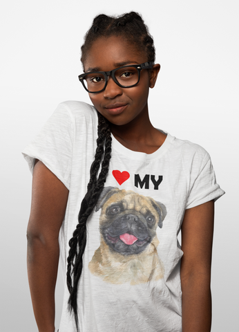 Image of I Love My Pug - Cotton T-Shirt