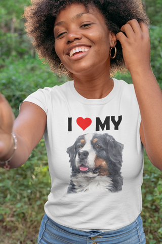 Image of I Love My Bernese Mountain Dog - Women's Cotton T-Shirt