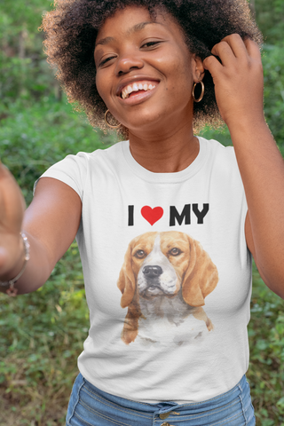 Image of I Love My Beagle - Women's Cotton T-Shirt