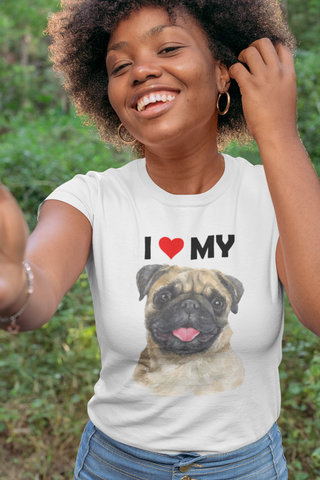Image of I Love My Pug - Women's Cotton T-Shirt