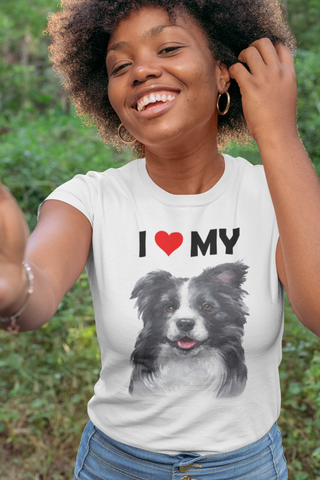 Image of I Love My Border Collie - Women's Cotton T-Shirt