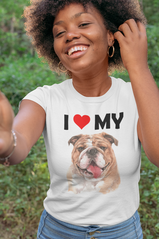 Image of I Love My Bulldog - Women's Cotton T-Shirt