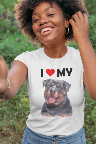 Image of I Love My Rottweiler - Women's Cotton T-Shirt