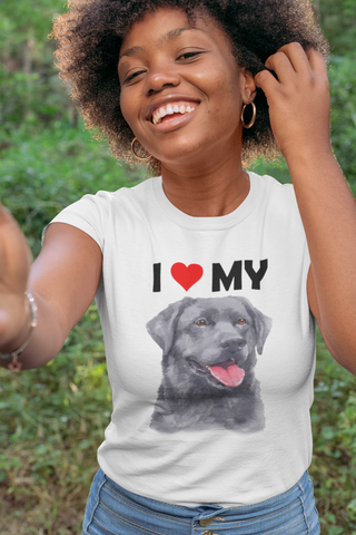 Image of I Love My Black Labrador - Women's Cotton T-Shirt