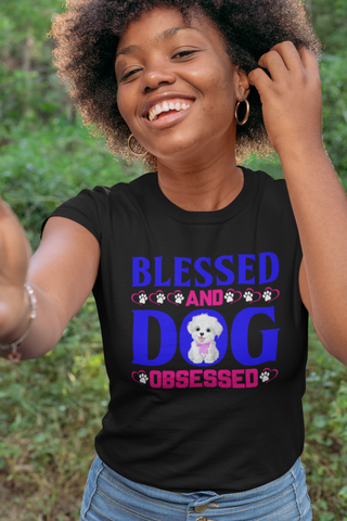 Image of Blessed and Dog Obsessed - Women's Cotton T-Shirt