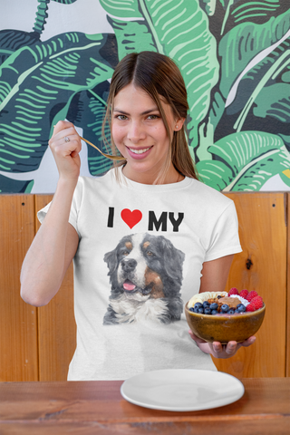 Image of I Love My Bernese Mountain Dog - Women's Cotton T-Shirt