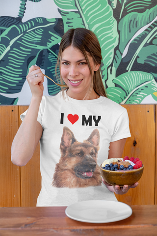 Image of I Love My German Shepherd - Women's Cotton T-Shirt