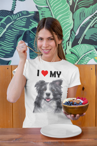 Image of I Love My Border Collie - Women's Cotton T-Shirt