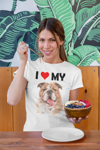 Image of I Love My Bulldog - Women's Cotton T-Shirt