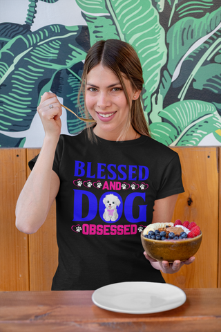 Image of Blessed and Dog Obsessed - Women's Cotton T-Shirt
