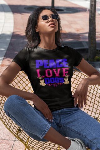 Image of Peace Love Dogs - Women's Cotton T-Shirt