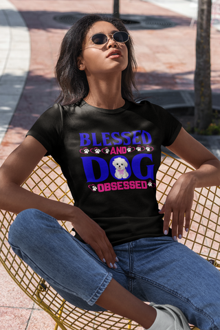 Image of Blessed and Dog Obsessed - Women's Cotton T-Shirt