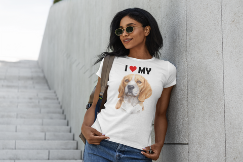 Image of I Love My Beagle - Women's Cotton T-Shirt