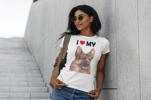 Image of I Love My German Shepherd - Women's Cotton T-Shirt