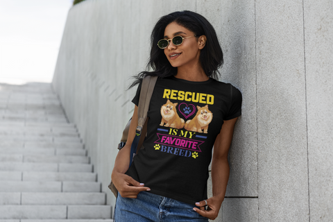Image of Rescued Is My Favorite Breed - Women's Cotton T-Shirt