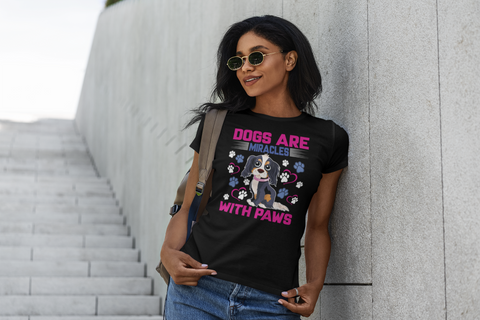 Image of Dogs Are Miracles With Paws - Women's Cotton T-Shirt