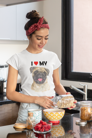 Image of I Love My Pug - Women's Cotton T-Shirt