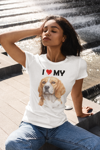 Image of I Love My Beagle - Women's Cotton T-Shirt