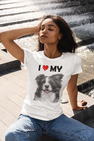 Image of I Love My Border Collie - Women's Cotton T-Shirt