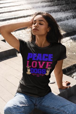 Image of Peace Love Dogs - Women's Cotton T-Shirt