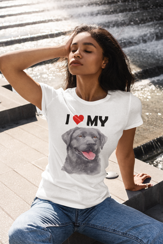 Image of I Love My Black Labrador - Women's Cotton T-Shirt
