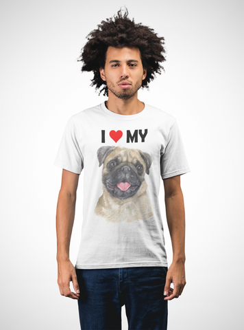 Image of I Love My Pug - Cotton T-Shirt
