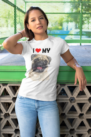 Image of I Love My Pug - Women's Cotton T-Shirt