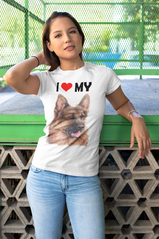 Image of I Love My German Shepherd - Women's Cotton T-Shirt