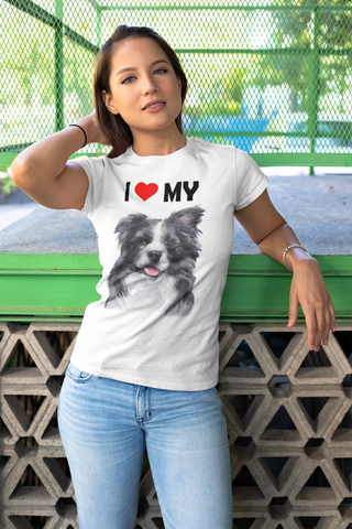 Image of I Love My Border Collie - Women's Cotton T-Shirt