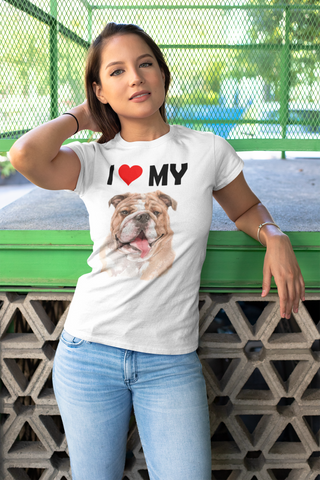 Image of I Love My Bulldog - Women's Cotton T-Shirt