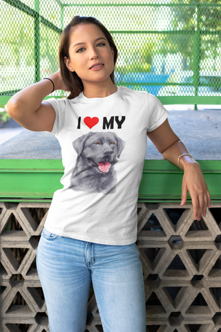 Image of I Love My Black Labrador - Women's Cotton T-Shirt