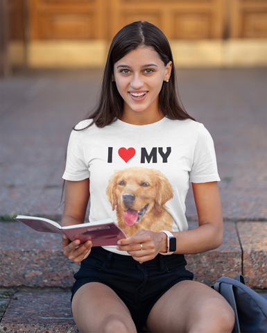 Image of I Love My Golden Retriever - Cotton T-Shirt