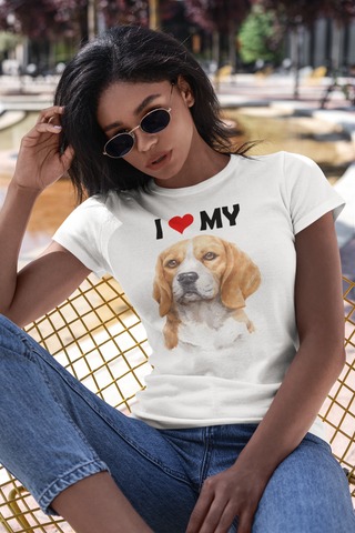 Image of I Love My Beagle - Women's Cotton T-Shirt