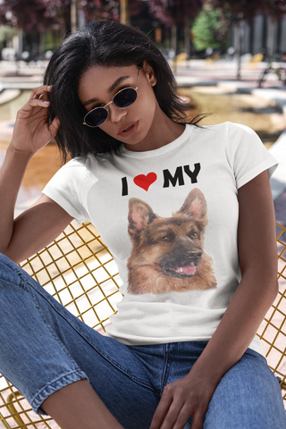Image of I Love My German Shepherd - Women's Cotton T-Shirt