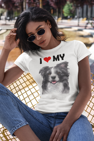 Image of I Love My Border Collie - Women's Cotton T-Shirt