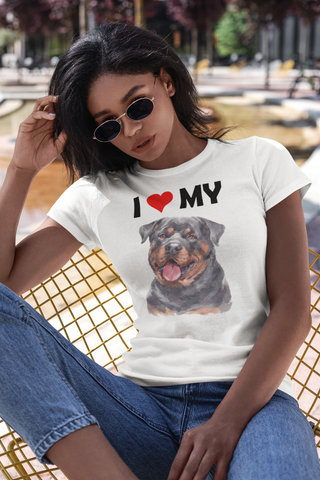 Image of I Love My Rottweiler - Women's Cotton T-Shirt