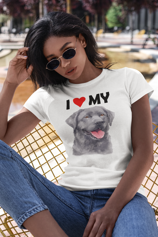Image of I Love My Black Labrador - Women's Cotton T-Shirt