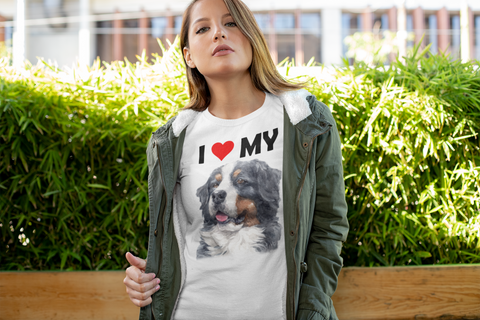 Image of I Love My Bernese Mountain Dog - Cotton T-Shirt