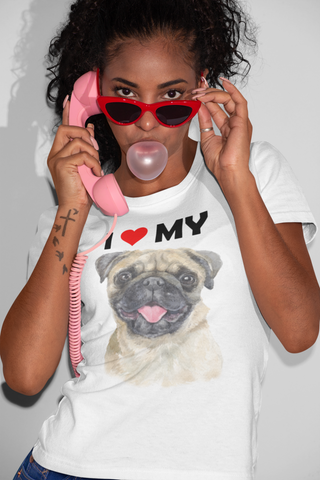 Image of I Love My Pug - Cotton T-Shirt