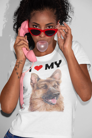Image of I Love My German Shepherd - Cotton T-Shirt